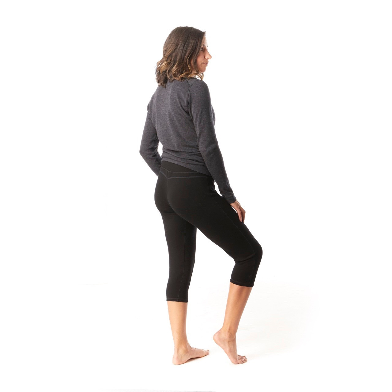 Womens 3/4 Tights with Pockets. Running Bare Womens Leggings.